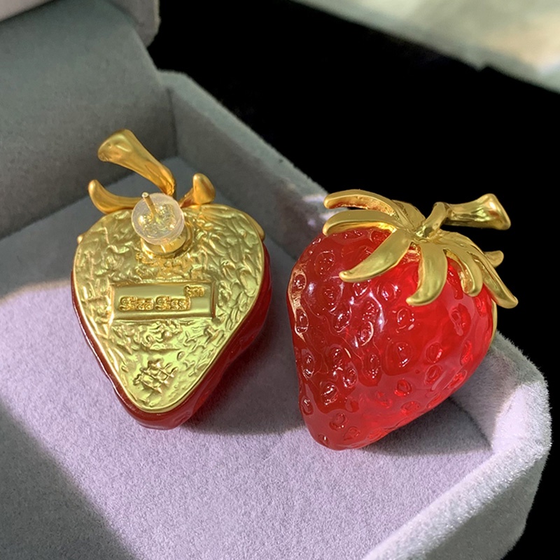 Strawberry Merah Berlebihan Retro Medieval Gaya Baru Manis Niche Anting