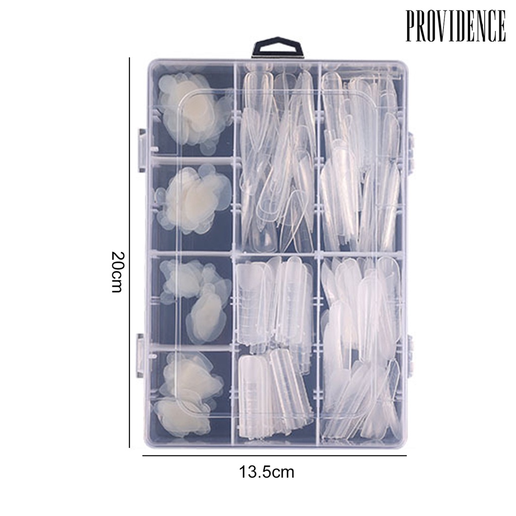 Providence 288Pcs /Box Bangunan Cepat Kuku Palsu Terlihat Dekoratif Ultra-Tipis Transparan Plastik Kuku Cetakan Tips Perlengkapan Kuku