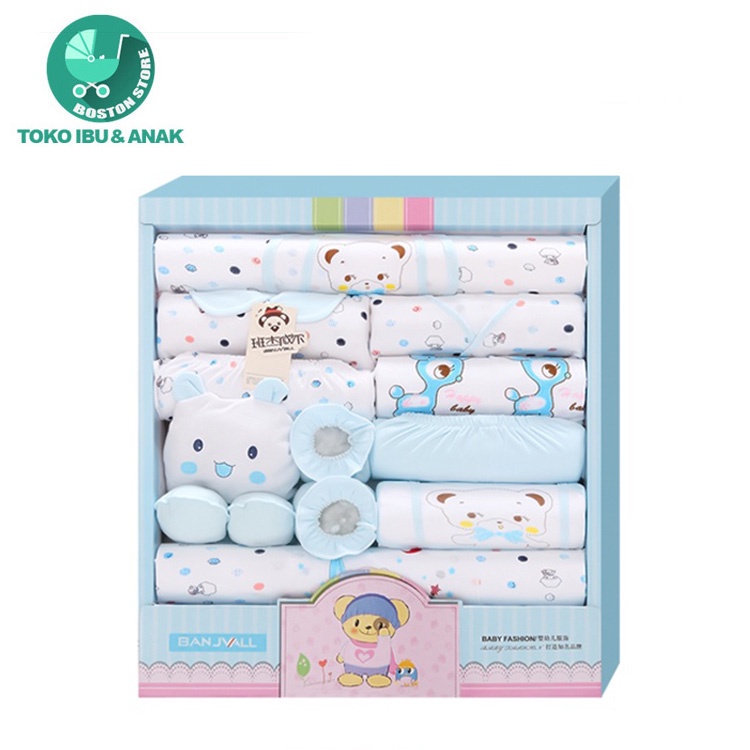 Bostonstore Baby gift set Setelan bayi Newborn 18pcs katun baju piyama bayi / Perlengkapan Baju Bayi / Perlengkapan Baju Bayi Baru Lahir / Perlengkapan Baju Bayi Baru lahir komplit dan lengkap / Perlengkapan Baju Bayi Newborn / 18 pcs Baju Bayi Baru Lahir