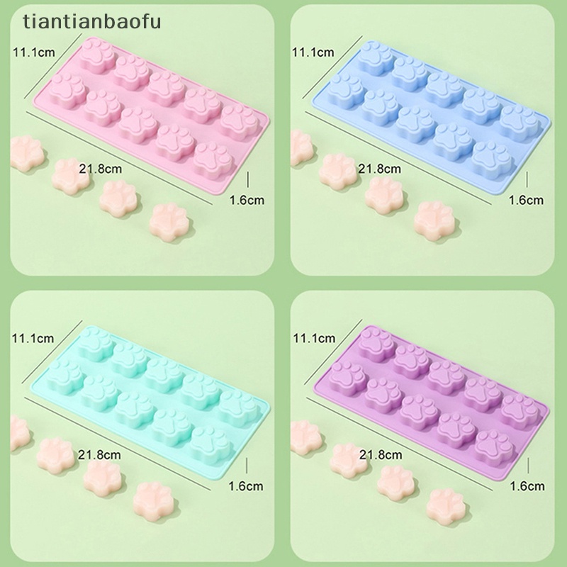 [tiantianbaofu] 1pc 10lubang Silikon Food Grade Cetakan Paw Print Reusable Dog Cat Paw Baking Mold Butik