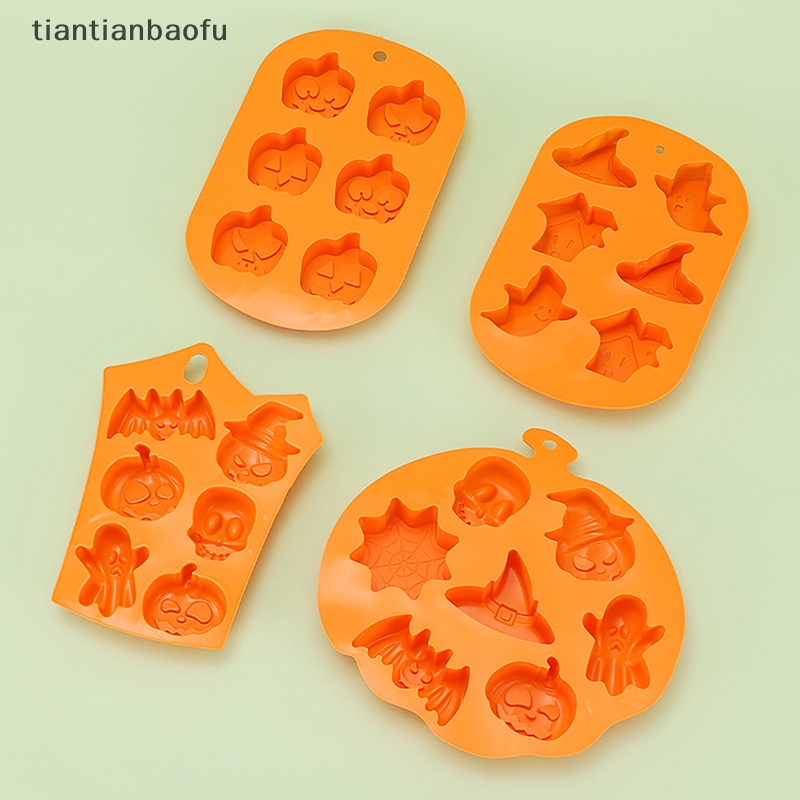 [tiantianbaofu] 1pc Halloween Mengerikan Cetakan Silikon Es Batu Coklat Makanan Baking Tray Mold Butik