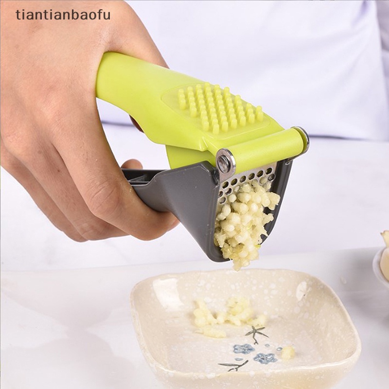 [tiantianbaofu] Stainless Steel Garlic Press Crusher Handheld Ginger Garlic Mincer Rumah Masak Alat Pemeras Sayuran Masher Butik