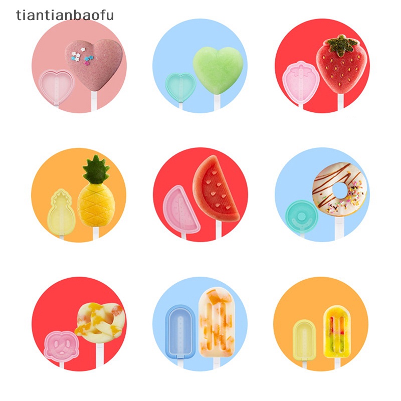 [tiantianbaofu] Reusable Ice Cream Mold DIY Popsicle Ice Maker Cetakan Es Krim Cetakan Butik