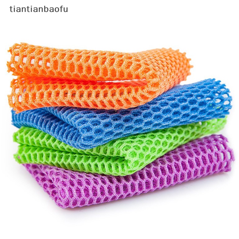 [tiantianbaofu] Kain Lap Jaring Cuci Piring Inovatif Rapid Dry Scourer Mesh Washing Cloths Alat Butik