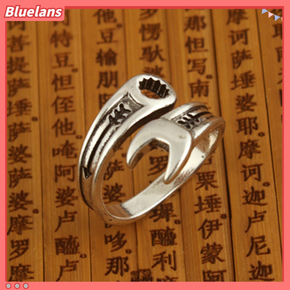 [BLS] Retro Adjustable Kreatif Pria Kunci Pas Spanner Pembukaan Cincin Jari Perhiasan Keren