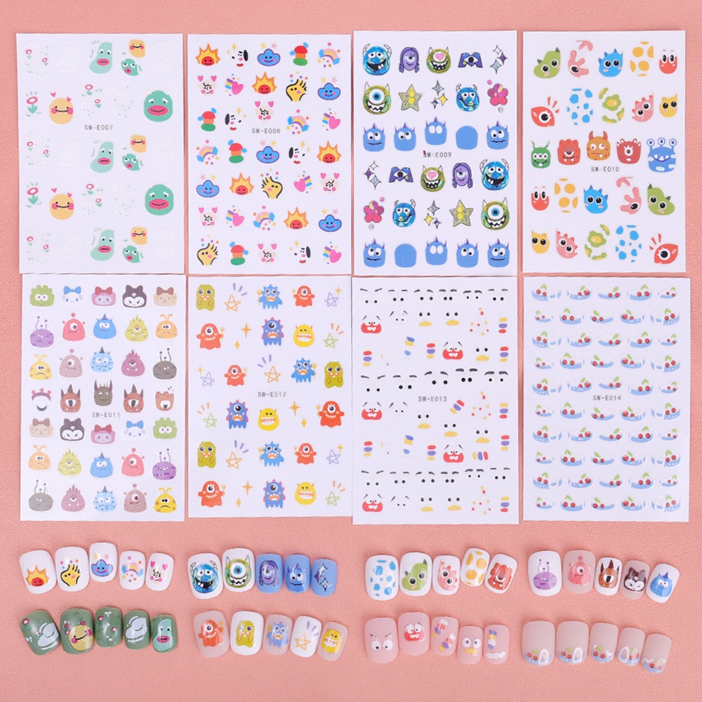 [Unggulan] 1pc Colorful Manicure Decor Self-Adhesive 3D Monster Kecil Kuku Stiker Kartun Mata Besar Stiker Kuku DIY Nail Art Slider Aksesoris Kuku Alat Kuku Untuk Wanita