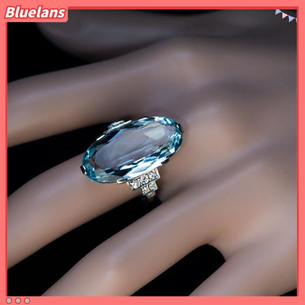[BLS] Cincin Jari Transparan Panjang Umur Ringan Berbentuk Oval Halus Cincin Biru Untuk Tanggal