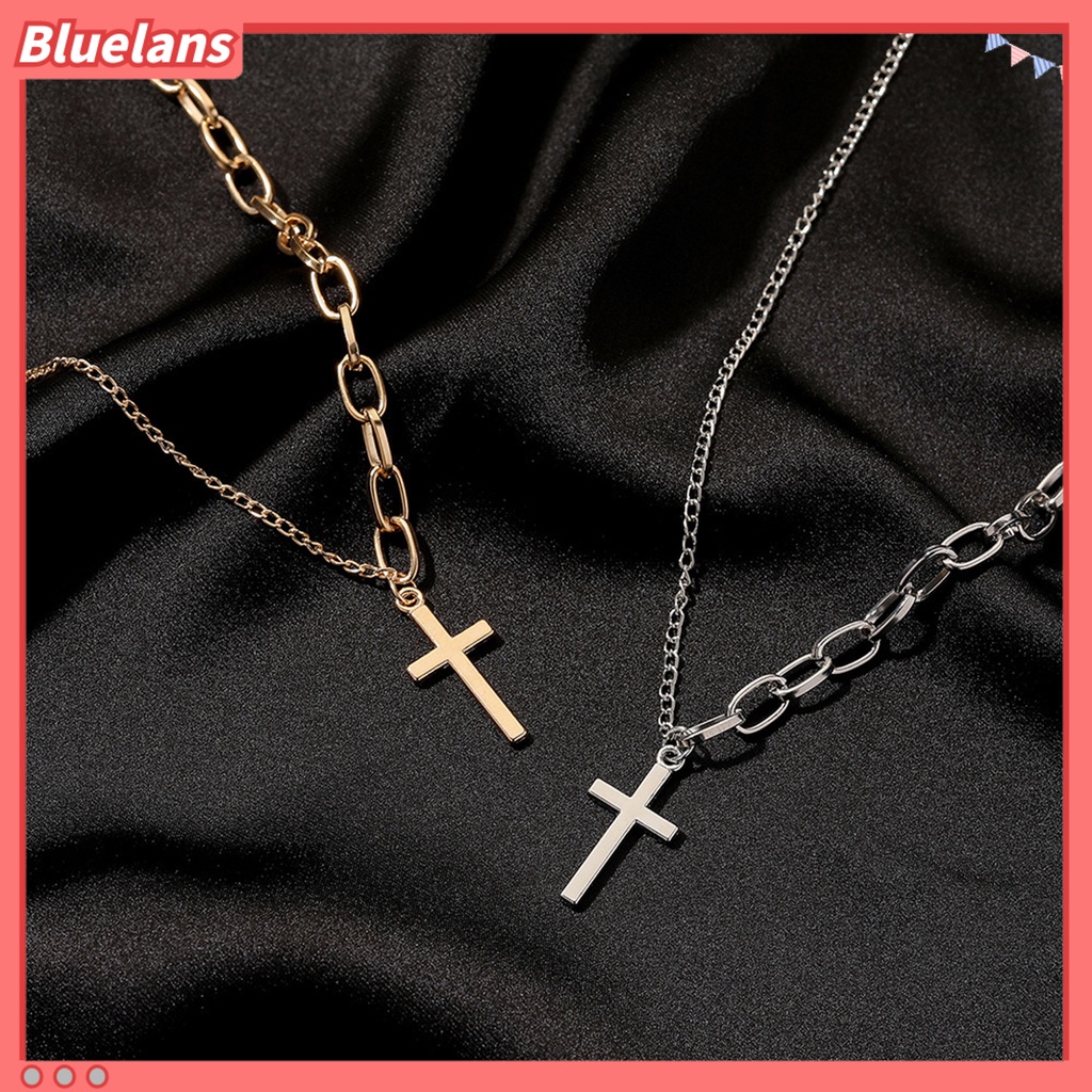 [BLS] Kalung Liontin Salib Adjustable Asymmetric Electroplating Metal Collarbone Chain Necklace Dengan Extend Chain Untuk Pesta