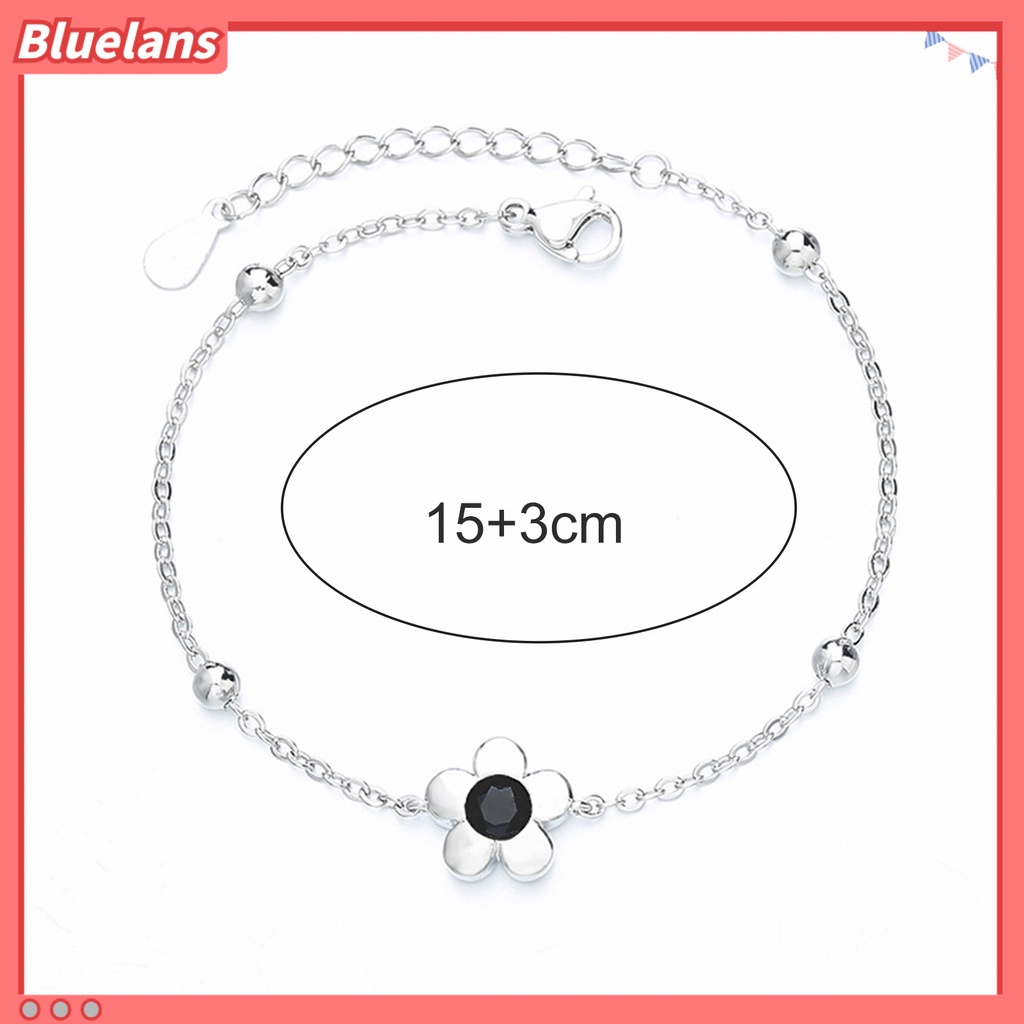 [BLS] Wanita Gelang Adjustable Berlian Imitasi Mengkilap Hias Manis All-match Dekorasi Hadiah Ulang Tahun Gadis Lima Kelopak Bunga Rantai Gelang Tangan Perhiasan Untuk Pacaran