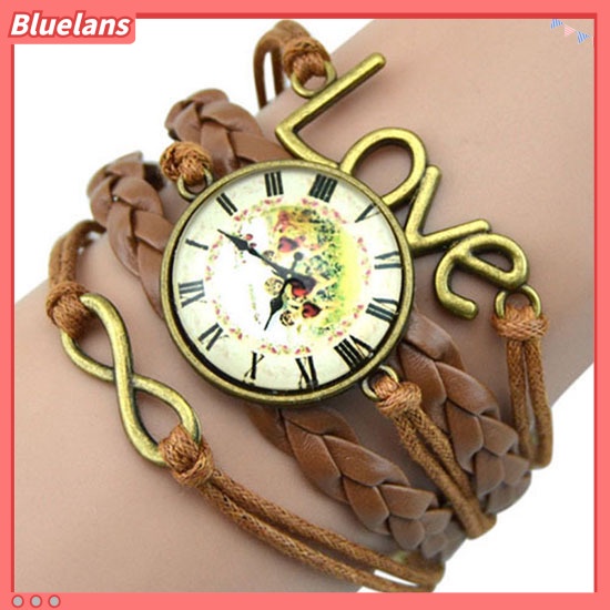 [BLS] Infinity Pesona Cinta 8-bentuk Menenun Kulit PU Faux Wrist Watch Bangle Bracelet