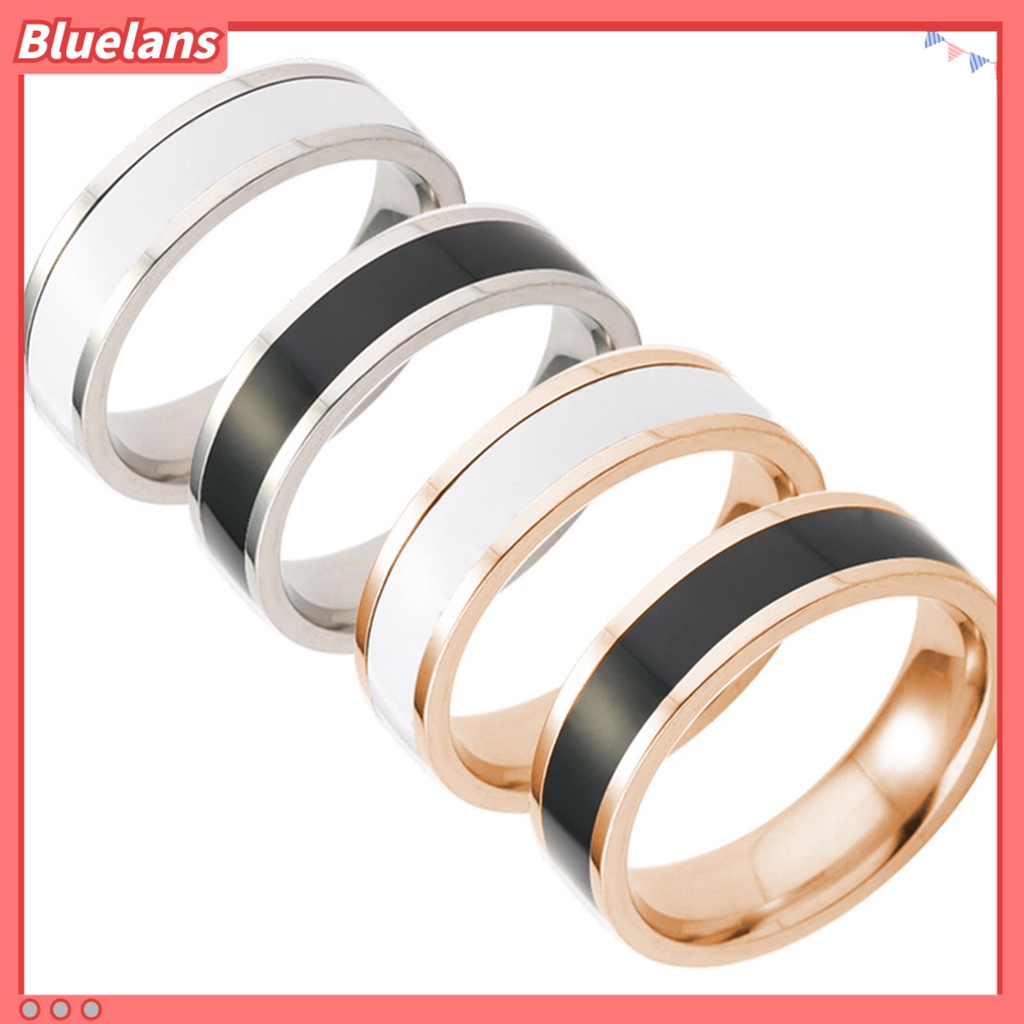 [BLS] Cincin Fashion Hias Titanium Steel Unisex Pita Jari Sederhana Untuk Kehidupan Sehari-Hari