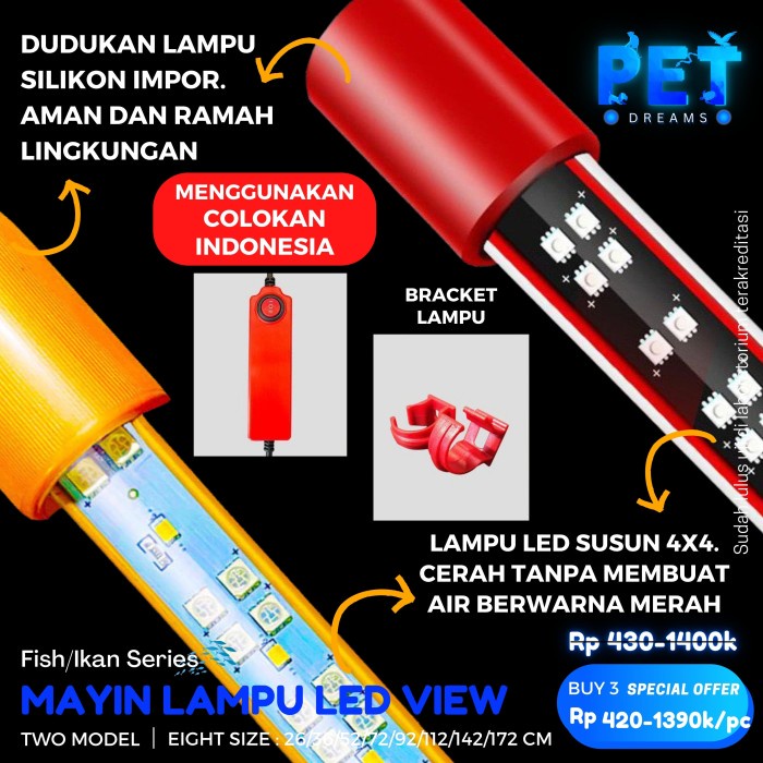 LAMPU MAYIN LED VIEW/ PLUS (DAY &amp; NIGHT) AQUARIUM IKAN ARWANA KOI KOKI