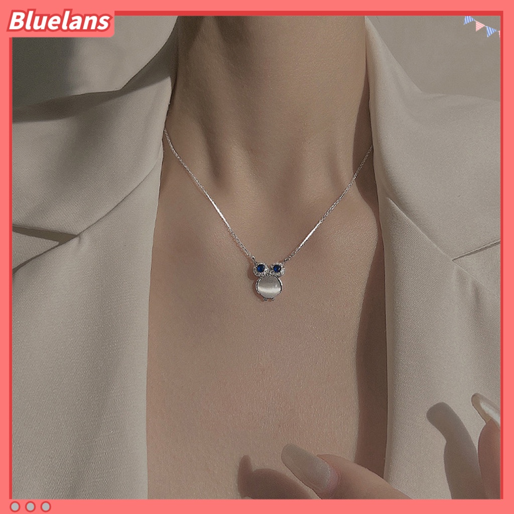 [BLS] Rantai Klavikula Imitasi Opal Hewan Kecil Mengkilap Berlian Imitasi Geometris Electroplating Wanita Gadis Lucu Burung Hantu Liontin Kalung Perhiasan Hadiah Untuk Pacaran