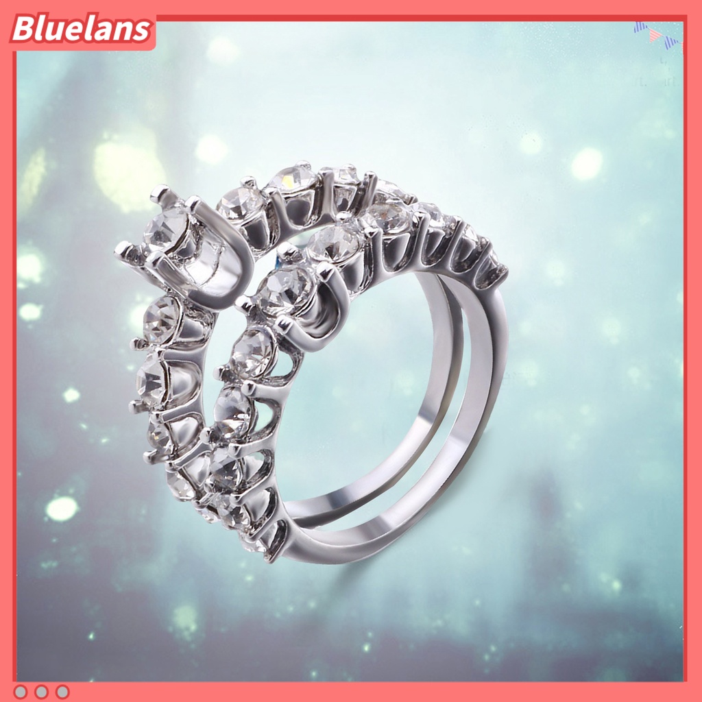 [BLS] 2pcs Wanita Cincin Shiny Faux Gem Berkilau Geometris Electroplating Dekorasi Hadiah Berbentuk Hati Pernikahan Pertunangan Rings Perhiasan Untuk Pesta