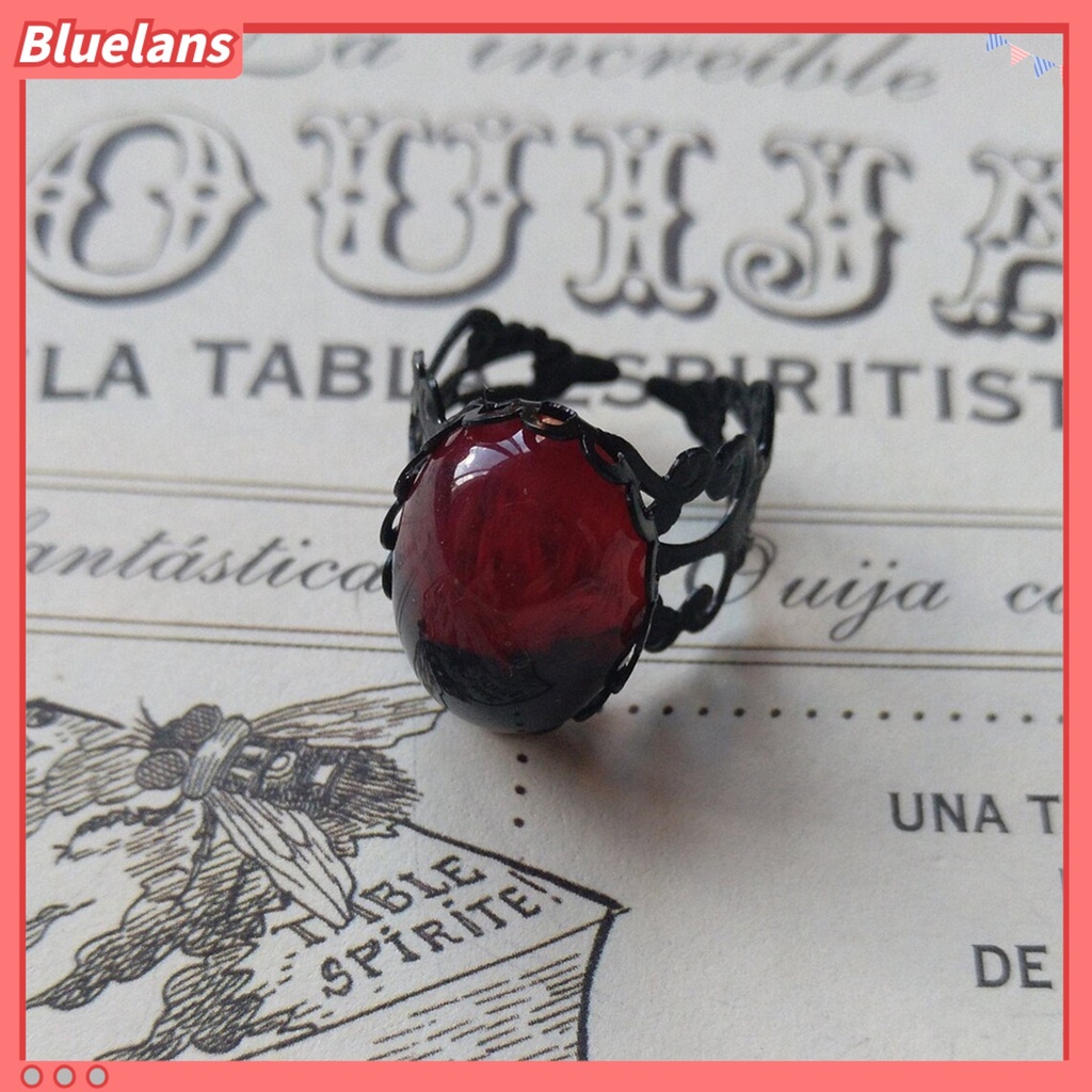 [BLS] Cincin Terbuka Kepribadian Geometris Adjustable Open Design Menawan Dekorasi Tahan Lama Vintage Gothic Merah Faux Kristal Cincin Aksesoris Perhiasan