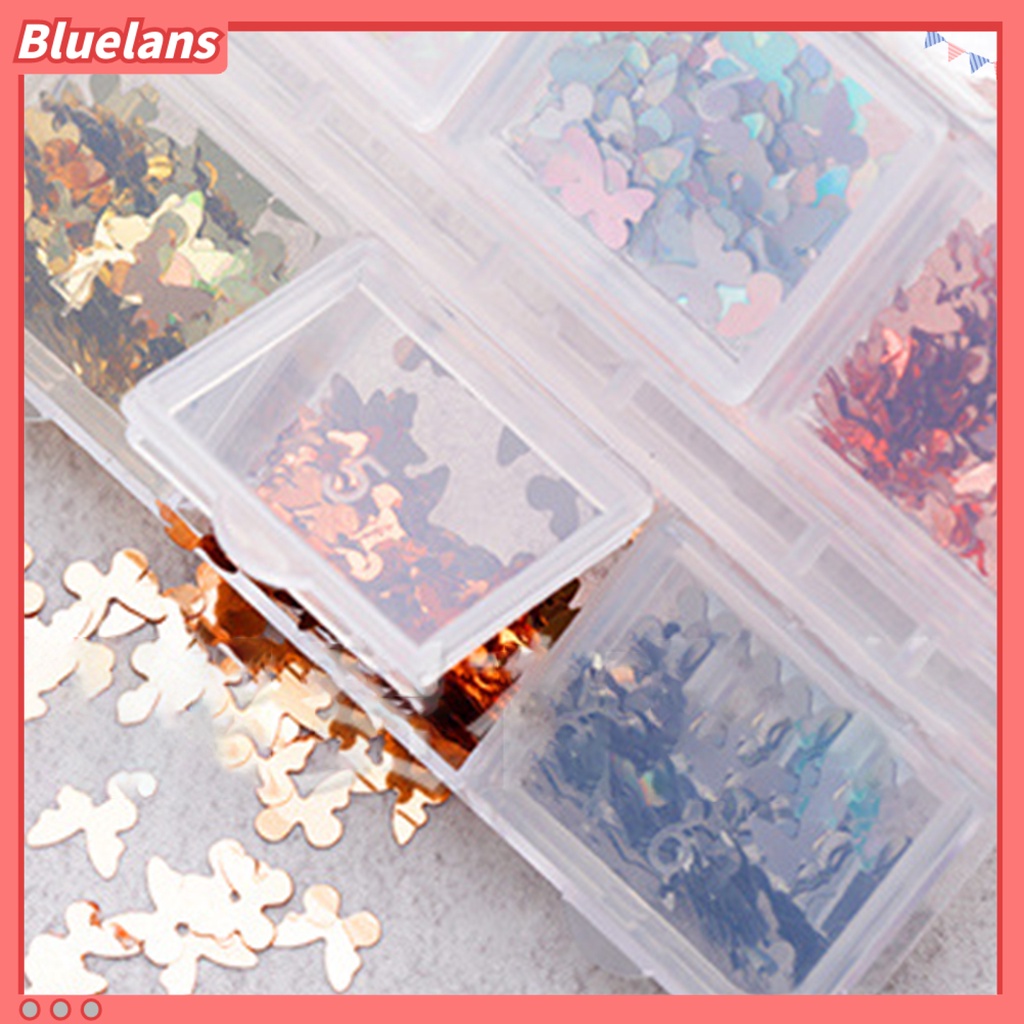[BLM] 6kisi-kisi /Box Payet Kuku Tipis Rounded Corners Lightweight Butterfly Nail Art Sequin Untuk Wanita