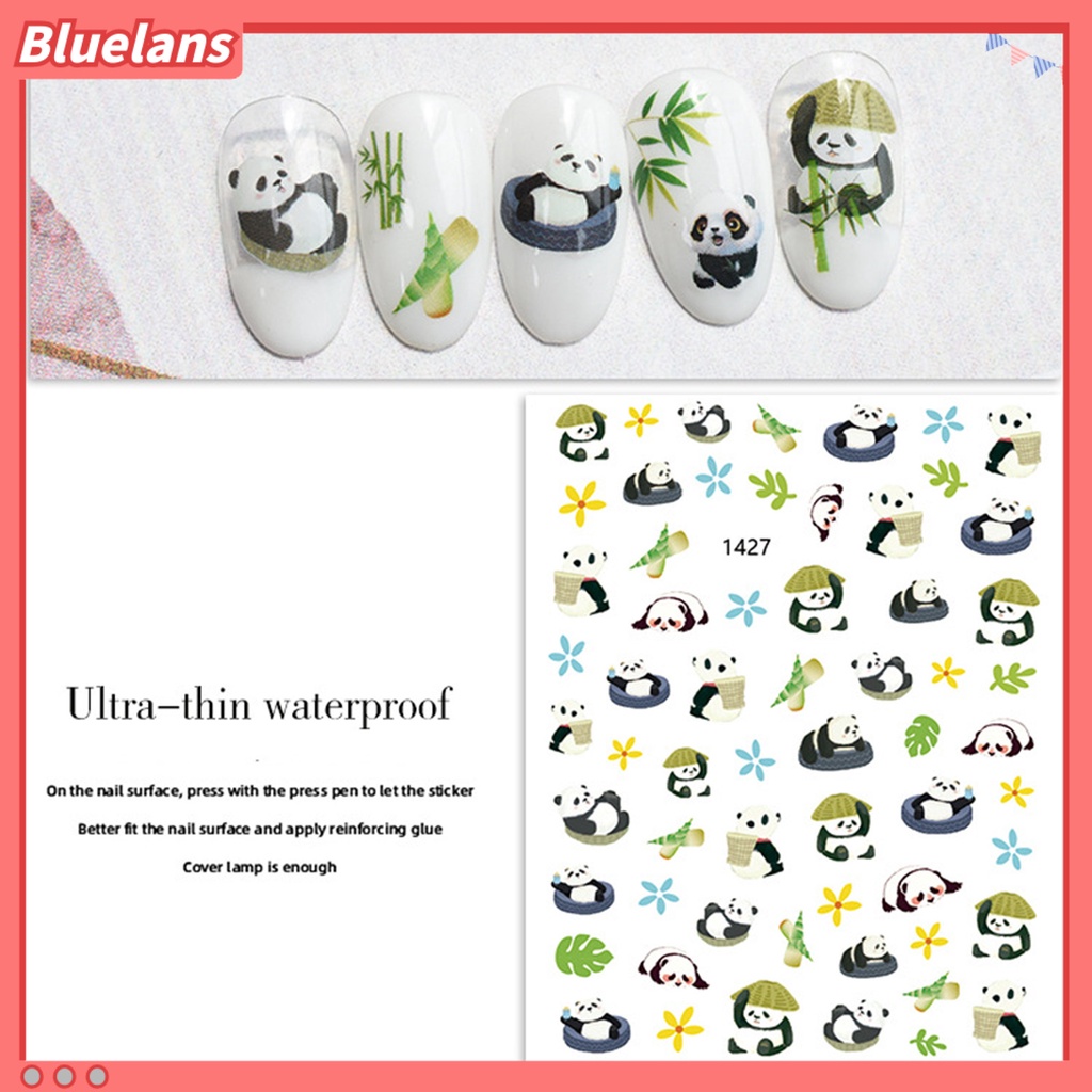 [BLM] Desain Daun Panda Lucu Stiker Kuku Tempel Dekoratif Mudah Perekat DIY Kertas Nail Art Stiker Perlengkapan Kuku