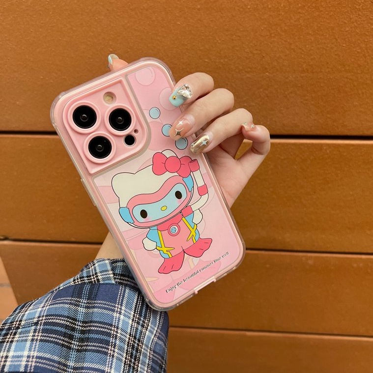 Pink Diving Kitty Soft TPU Case iP iPhone 14 + Plus 11 12 13 Pro Max FTD Girl Woman Casing Apple