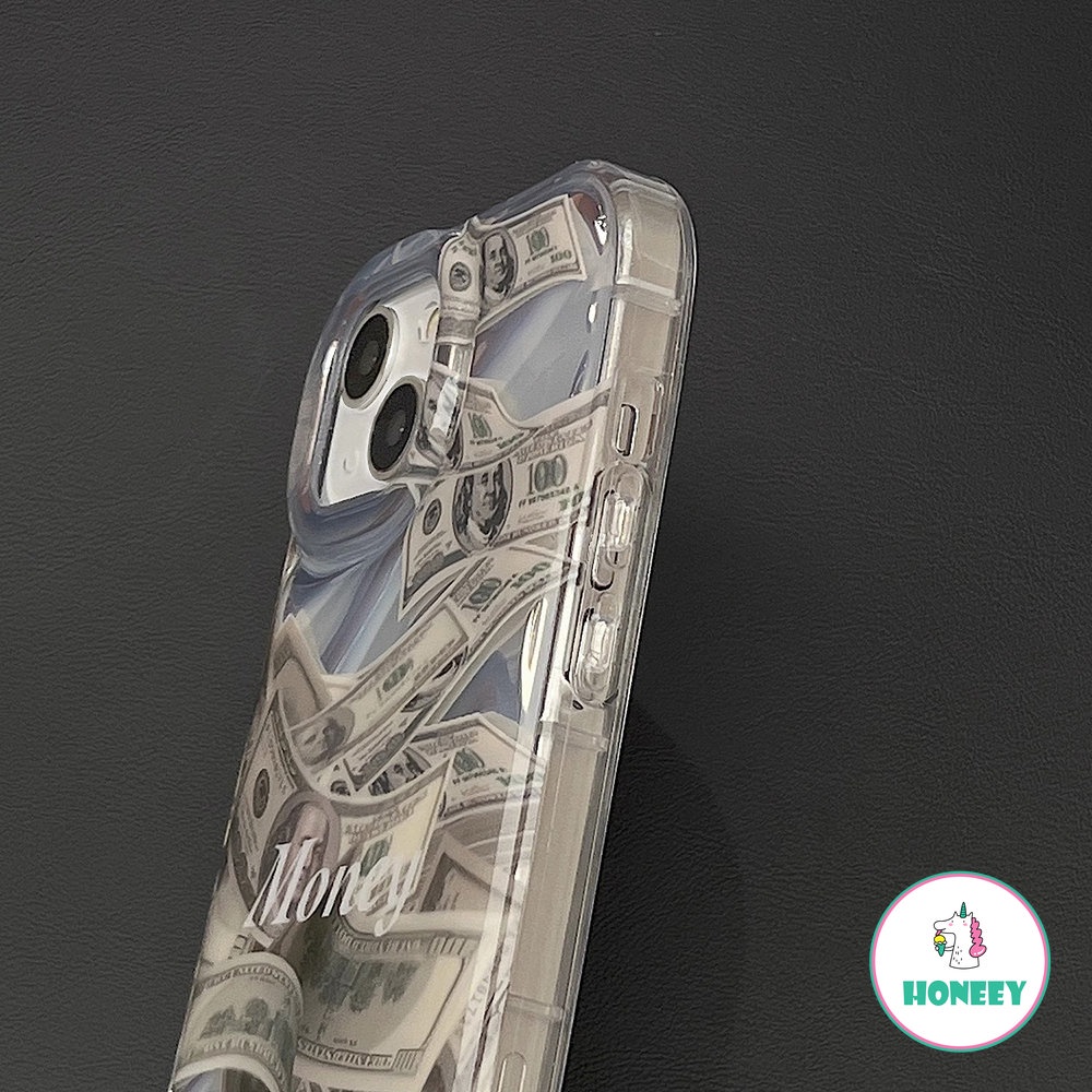 Fashion Money Dollar Phone Case Kompatibel Untuk iPhone 14 Pro Max Case iPhone 11 12 13 Pro Max Bantal Udara Shockproof Lembut Penutup Belakang