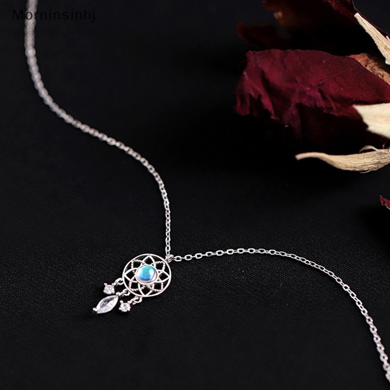 Mornin Fashion Kristal Rumbai Moonstone Dream Catcher Charm Kalung Untuk Wanita Kreatif Liontin Elegan Pesta Kalung Perhiasan Hadiah id