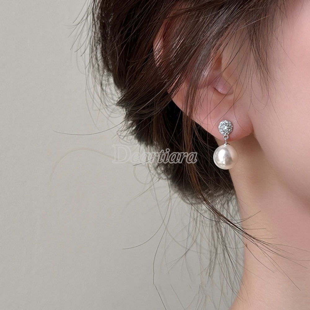 Temperamen Anting Fashion Perancis Sederhana Dan Indah Micro Hias Anting Mutiara Bulat Perempuan