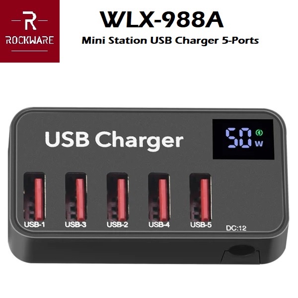 ROCKWARE WLX-988A - Mini Small Household USB Charger 5-Port 40W MAX