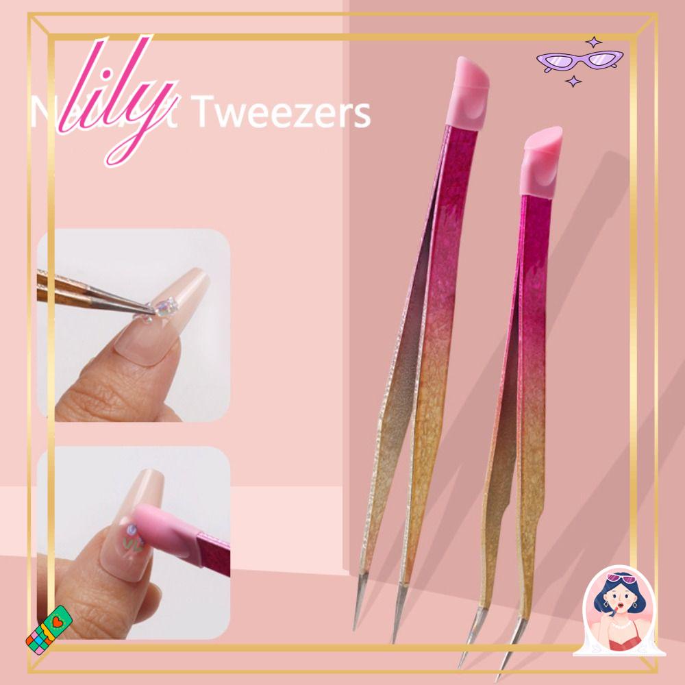 Lily Nail Art Pinset Wanita Double Ended Silicone Alat Makeup