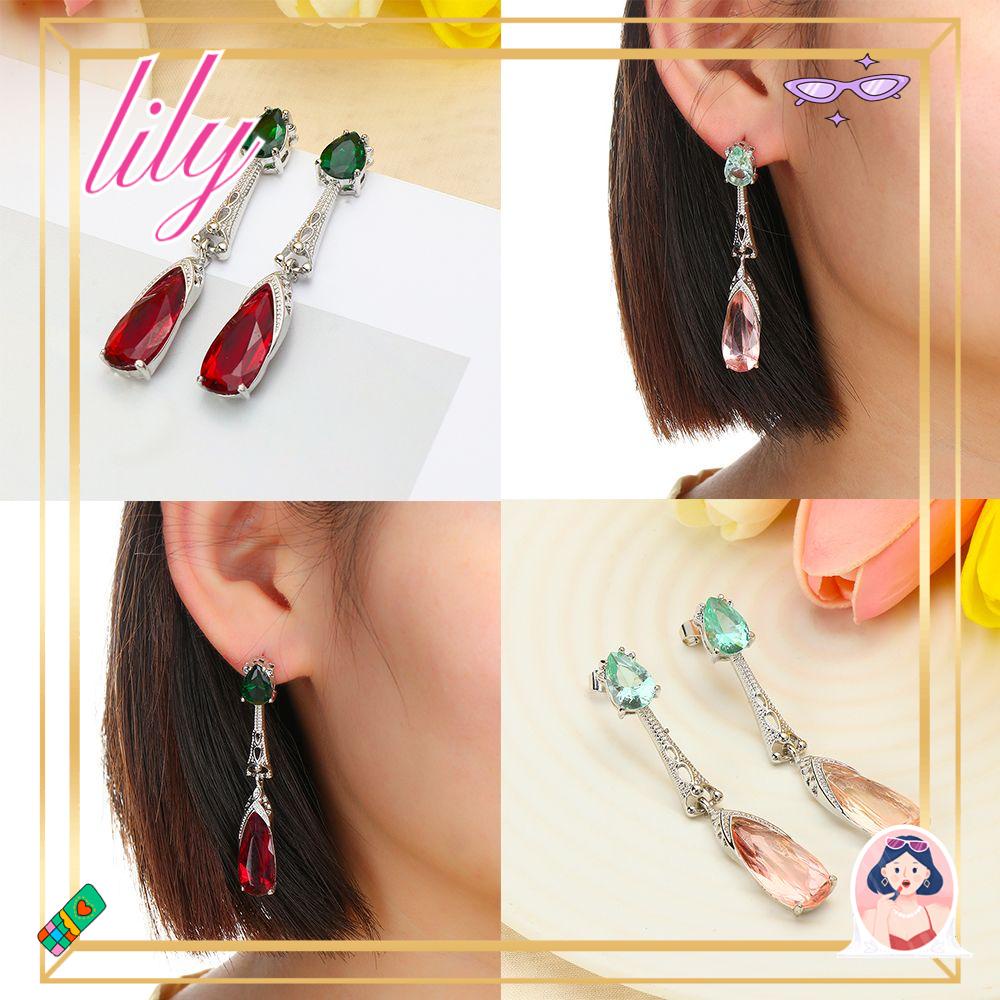 Lily Drop Earrings Fashion Perhiasan Pernikahan Perak Disepuh Aquamarine