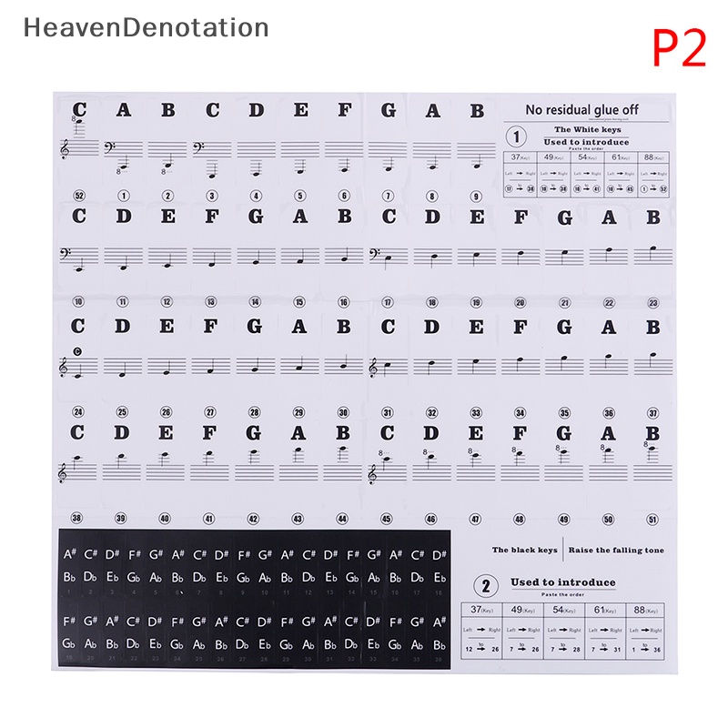 [HeavenDenotation] 54 61 88kunci Keyboard Piano Elektronik Suara Stiker Nama Key Sticker HDV