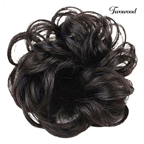 Twowood Hot Wanita Lady Wavy Curly Dish Rambut Sanggul Ekstensi Sopak Chignon Scrunchie