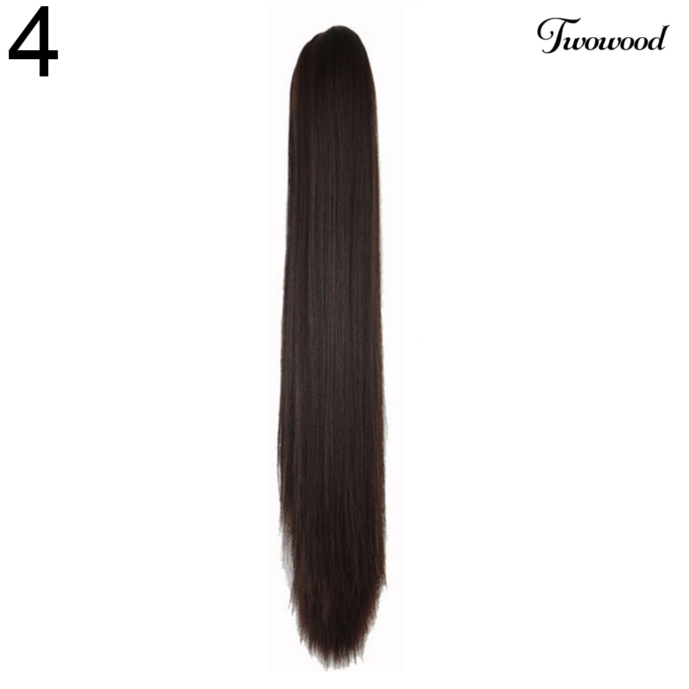 Twowood Fashion Wanita Panjang Lurus Alami Klip Ponytail Rambut Wig Ekstensi Sopak