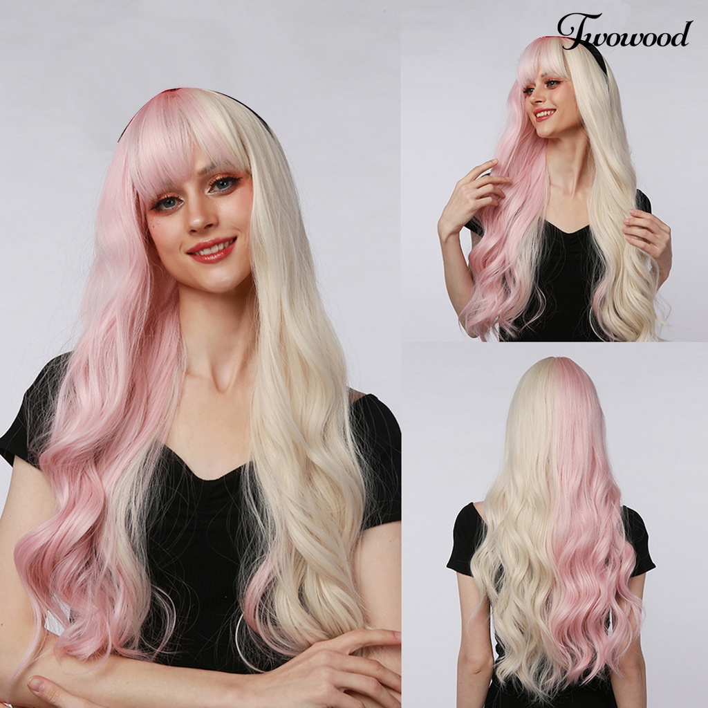 Wig Cosplay Twowood Permukaan Halus Ultra Panjang Breathable Two Tone Ombre Color Wig Rambut Wanita Untuk Perempuan