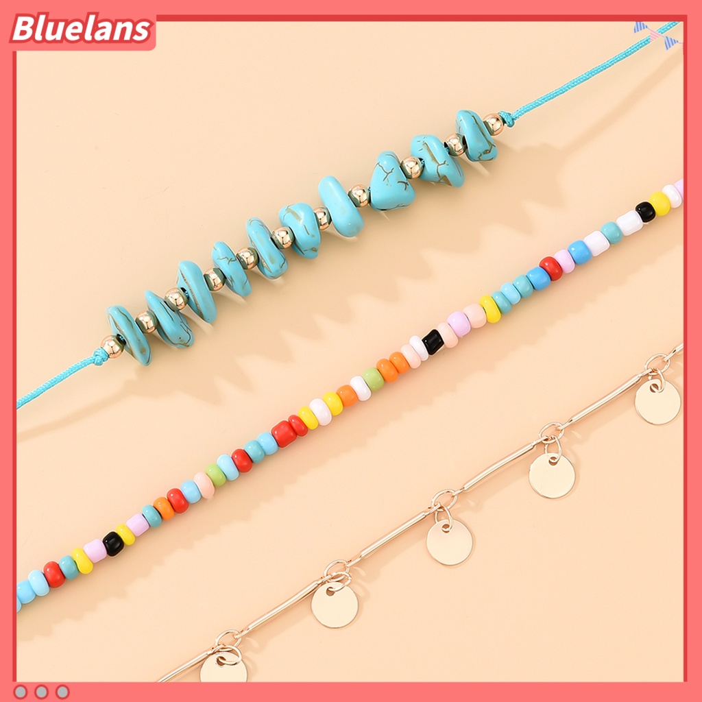 [BLS] 3pcs/set Pesona Gelang Kaki Pengerjaan Halus Rantai Dipanjangkan Kepribadian Yang Dapat Disesuaikan Aksesoris Tubuh Menghias Memudar Hypoallergenic Gelang Manik-Manik Pergelangan Kaki Aksesori Perhiasan