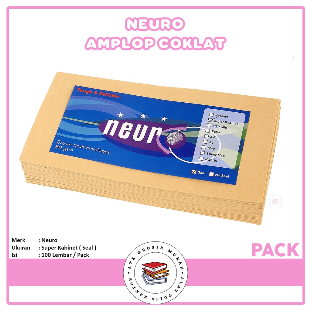 

NEURO - Amplop Coklat Polos Ukuran Super Kabinet Seal - Pack