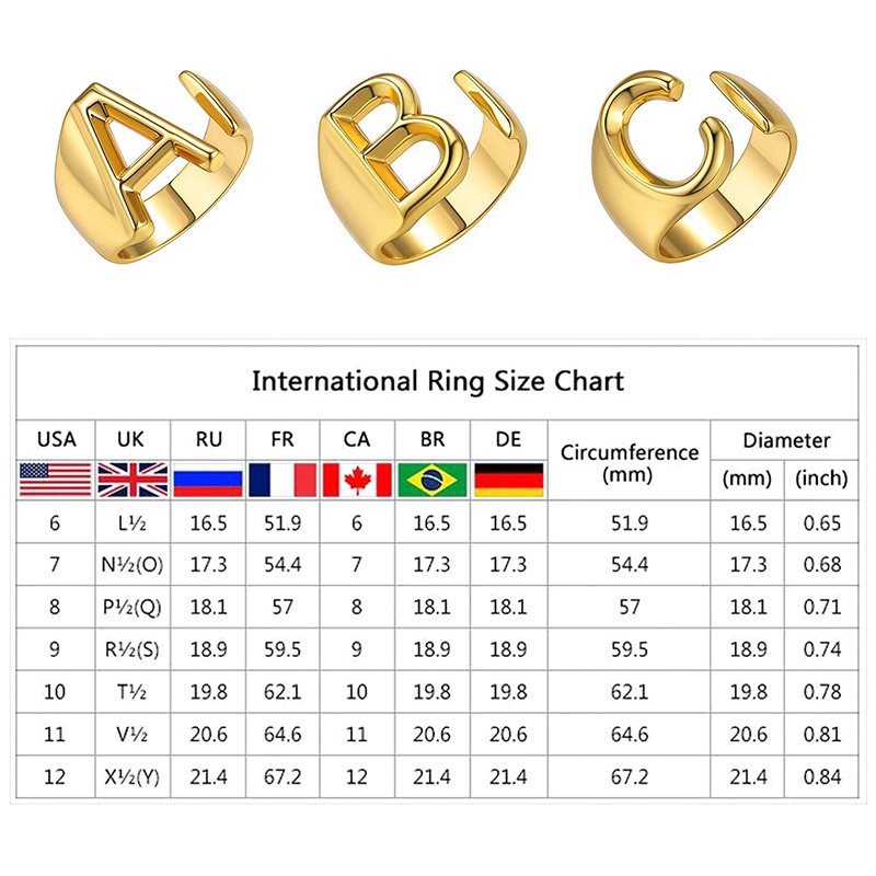 26huruf Inggris Modal Cincin Eropa Dan Amerika Wanita Pribadi Cap Pasangan Terbuka Jari Telunjuk Perhiasan