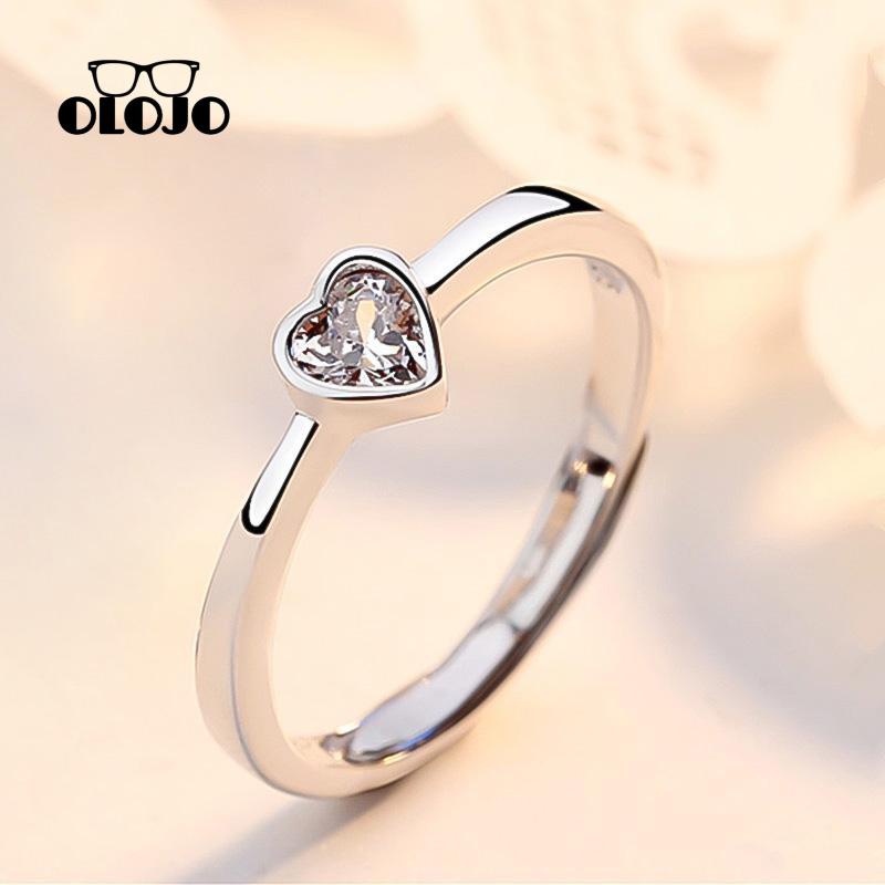 [Olojo Cincin Pasangan Hati Serasi Hollow Love Diamond Ring Untuk Pria Dan Wanita