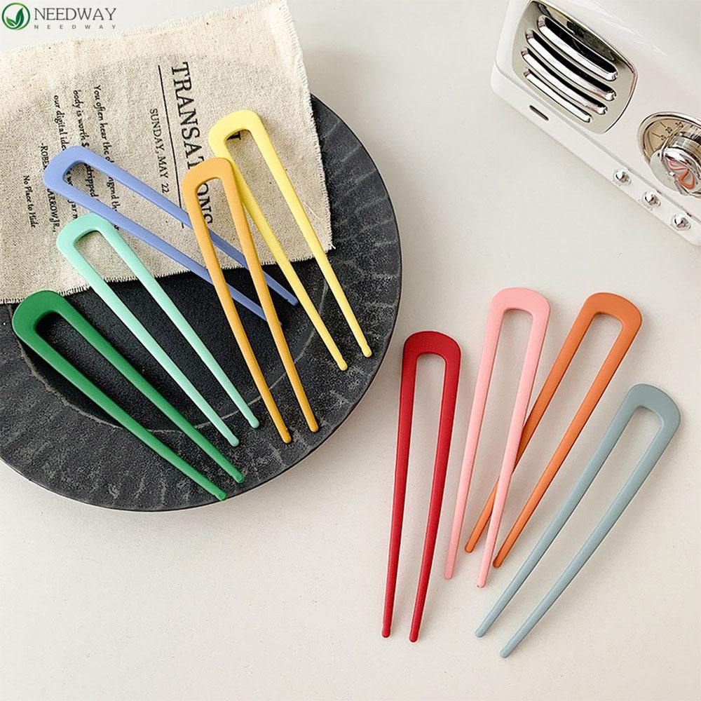 Needway Jepit Rambut Elegan Chic Trendi Nyaman Colorful U Shape Hair Fork