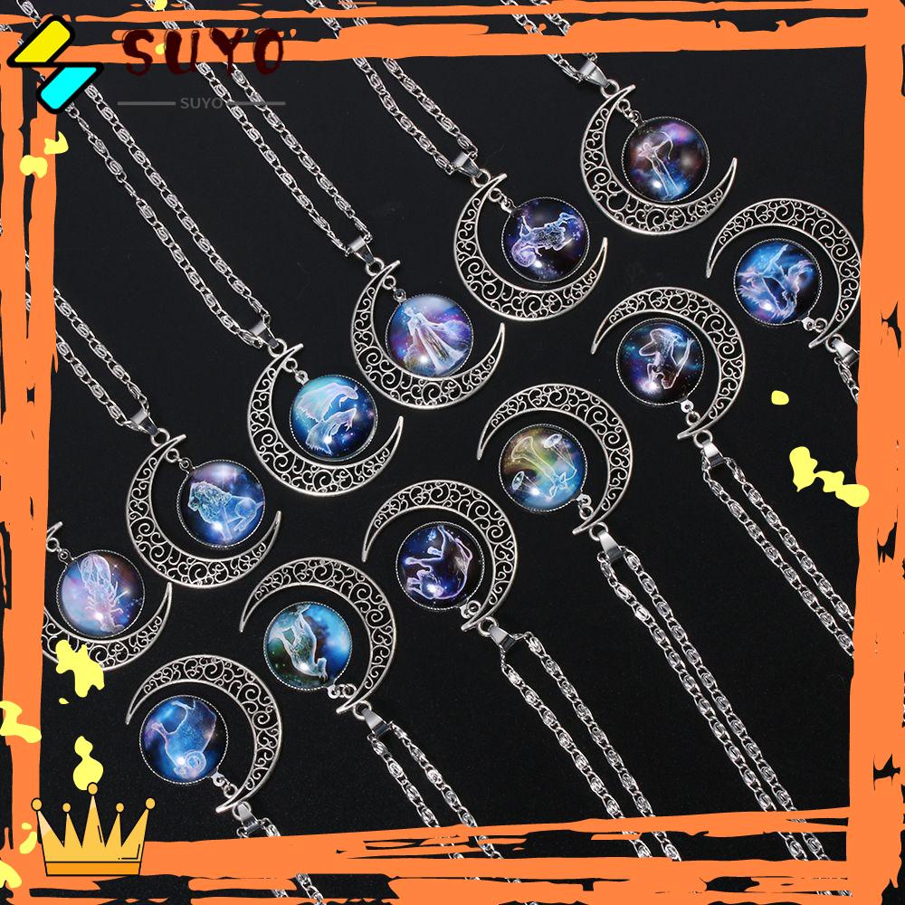 Suyo Constellation Kalung Wajah Ganda Hadiah Persahabatan Fashion Leo Libra Scorpio Sagitarius