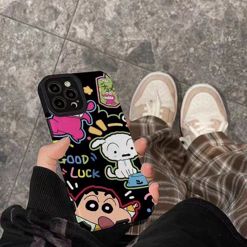 All New So Cute Crayon Shin-chan Leather Soft Case IPhone 7 Plus 8 Plus X XS XR XS Max 11 13 12 14 PRO Max 14 Plus SE Mini Phone Case Girl Girl Women's Fashion