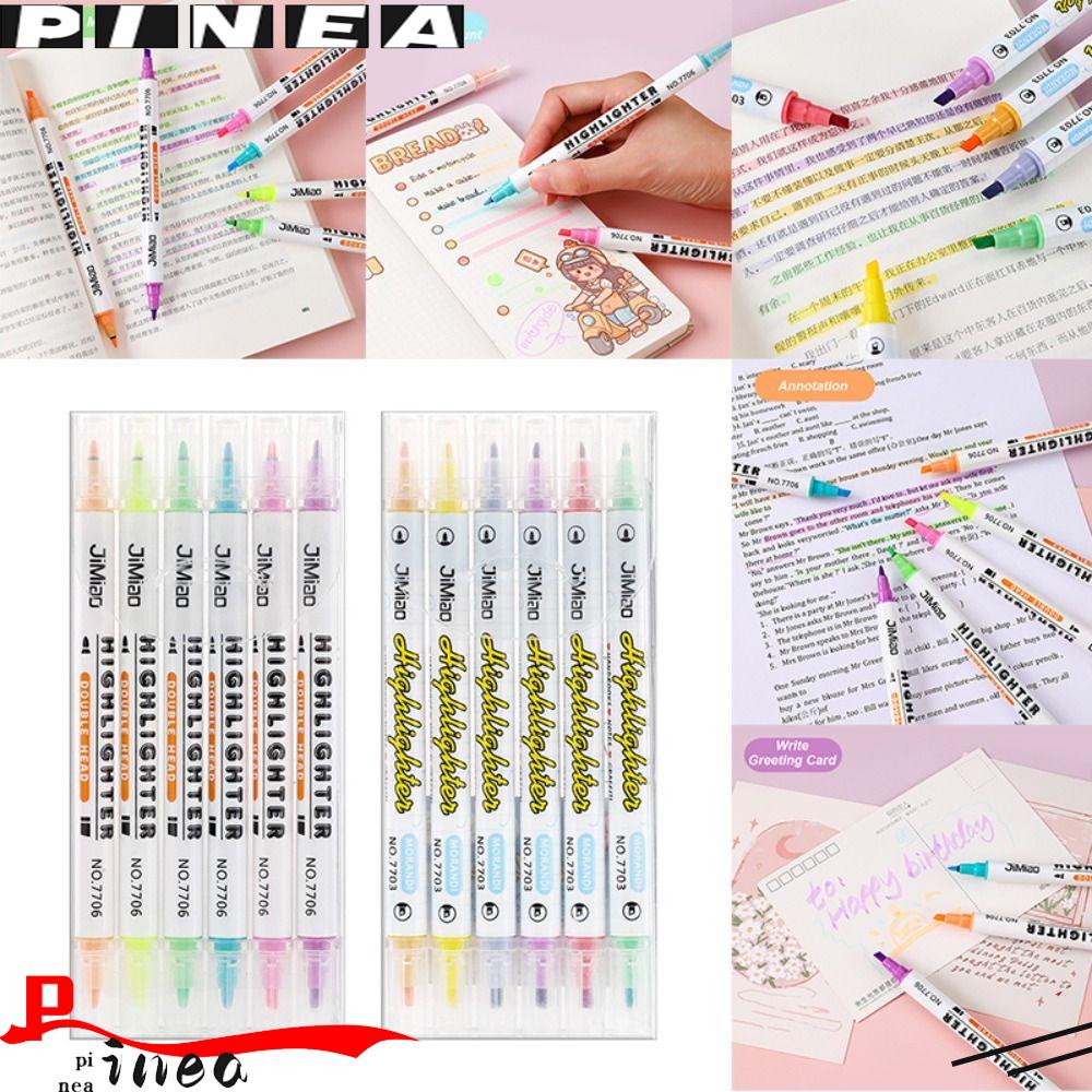 Nanas 6warna /set Stabilo Siswa Hadiah DIY Fluorescent Pen Kreatif Alat Tulis Spidol Warna