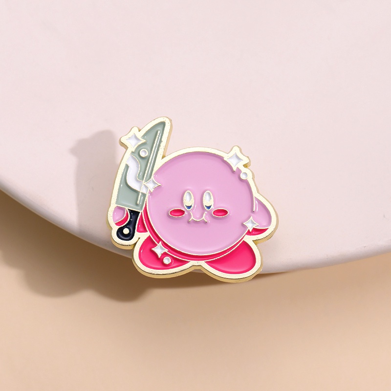 Bintang Kirby Bros Alloy Jepang Lapel Pin Lucu Anime Pasangan Lencana Kartun Tas Aksesoris