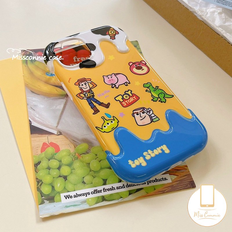 IPHONE Fashion Leopard 3D Ice Cream Case Kompatibel Untuk Iphone11 14 13 12 Pro Max XR X 7 8 Plus XS Max 7Plus Kartun Lucu Toy Story Buzz Lightyear Strawberry Bear Manyo Soft Cover