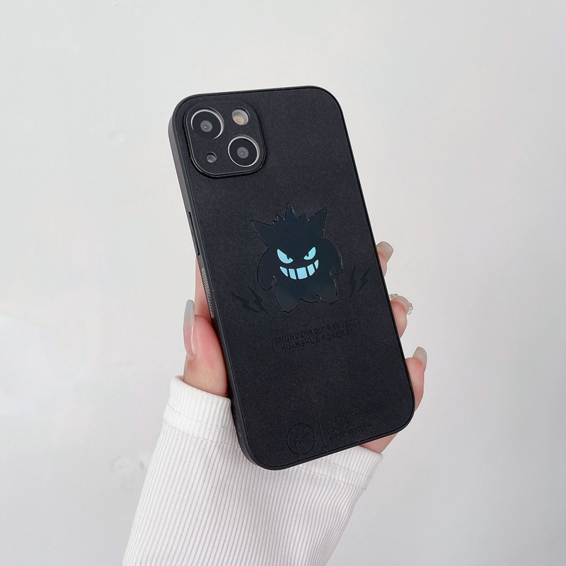 【Gradient Laser】Case IPhone 11 12 13 14 Pro Max X XR XS MAX 14 Plus Protect Case Man Men's Fashion Black Pokemon gengar Monster Phone Case