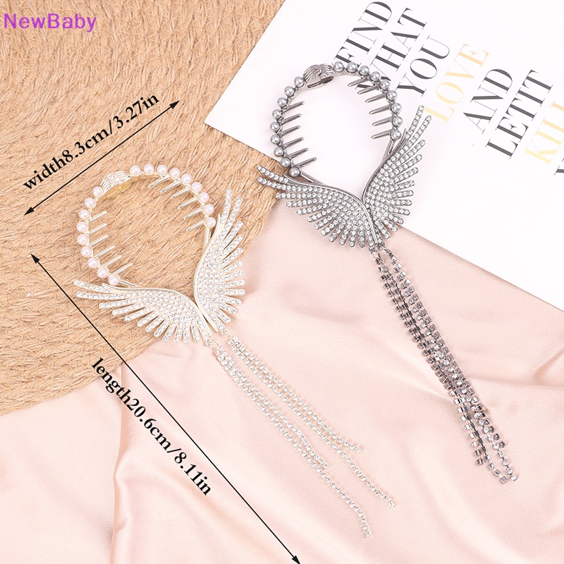 Newbaby Elegan Berlian Imitasi Rumbai Klip Cakar Untuk Wanita Fashion Butterfly Wing Hair Clip ID