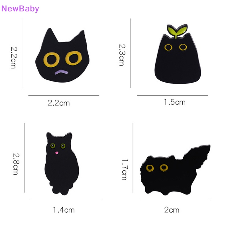 Newbaby Gaya Punk Kartun Kecil Hitam Bentuk Kucing Logam Enamel Bros Fashion Kreatif Hewan Lencana Pin Perhiasan Hadiah Aksesoris ID