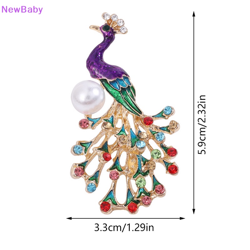 Newbaby Kepribadian Kreatif Retro Mutiara Warna-Warni Berlian Imitasi Merak Bros Indah Pesta Pernikahan Perhiasan Hadiah Kantor Bros Kasual Pin Hadiah ID