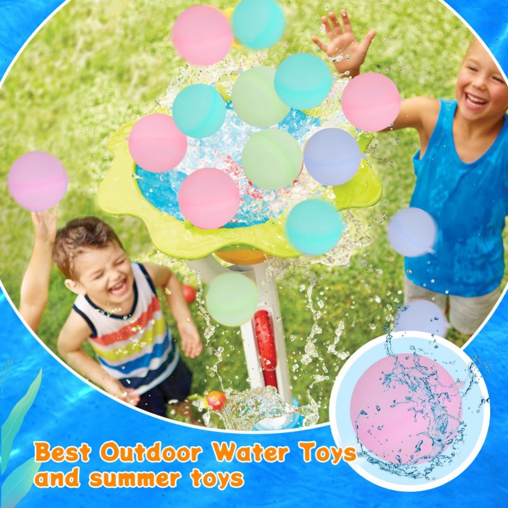 12 Pcs Reusable Water Fighting Balls Dewasa Anak Musim Panas Kolam Renang Silikon Mainan Bermain Air Kolam Renang Bom Air Balon Permainan