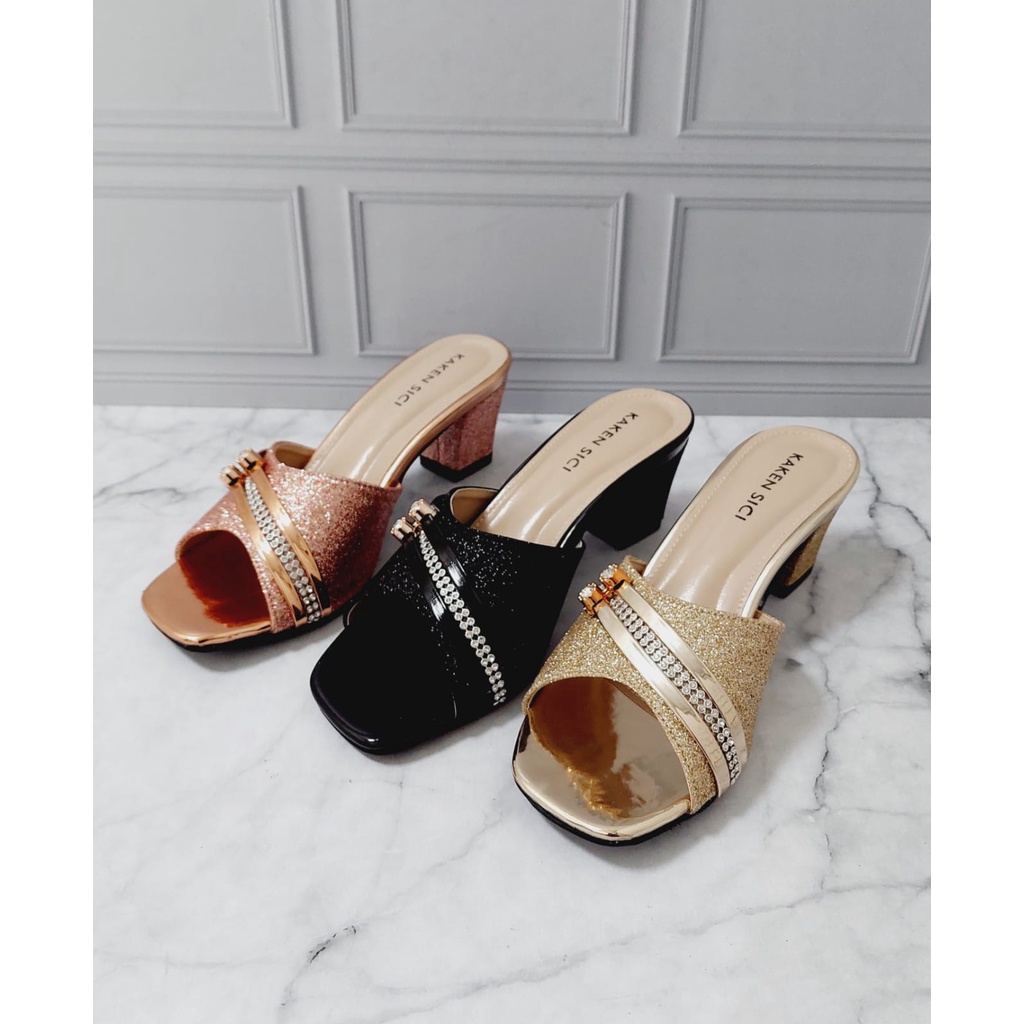 TERBARU SANDAL PESTA  /SANDAL HEEL  /SANDAL HAK TINGGI/SANDAL SELOP  WANITA HAK 5CM KS027