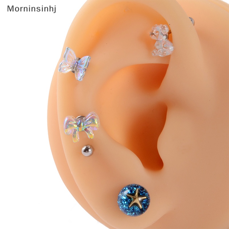 Mornin 1pcs Fashion Kupu-Kupu Beruang Ikatan Simpul Anting Telinga Tulang Kuku Untuk Wanita Tulang Rawan Anting Spiral Stud Earring Tubuh Perhiasan Hadiah id