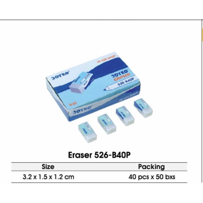 

Penghapus Pensil Joyko B40P PUTIH Pak=40pcs